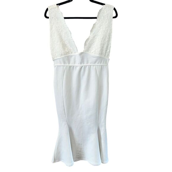 ASOS Plunge V Neck Lace Flounce Midi Dress  NWT - Picture 4 of 14